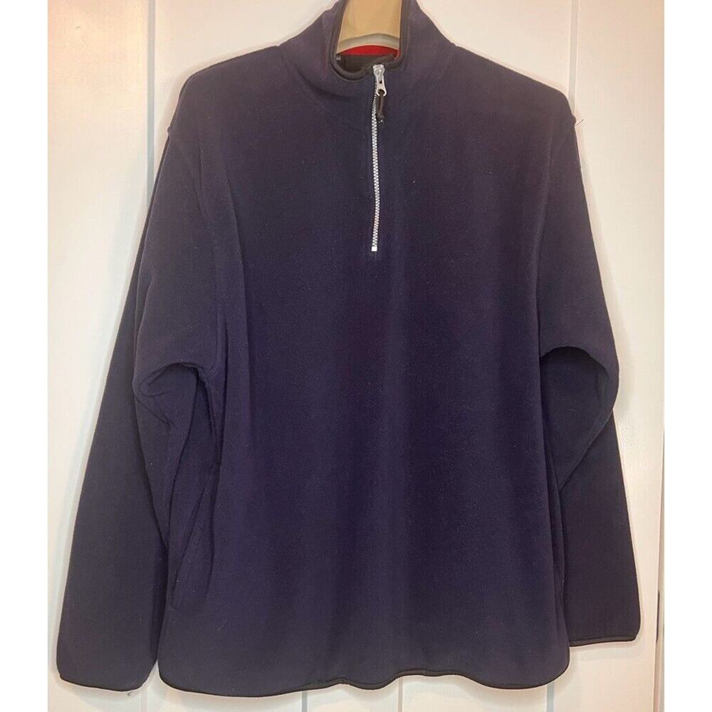 Vintage Timberland Mens Pullover Fleece Blue 1/4 Zip Pockets Long Sleeve LARGE